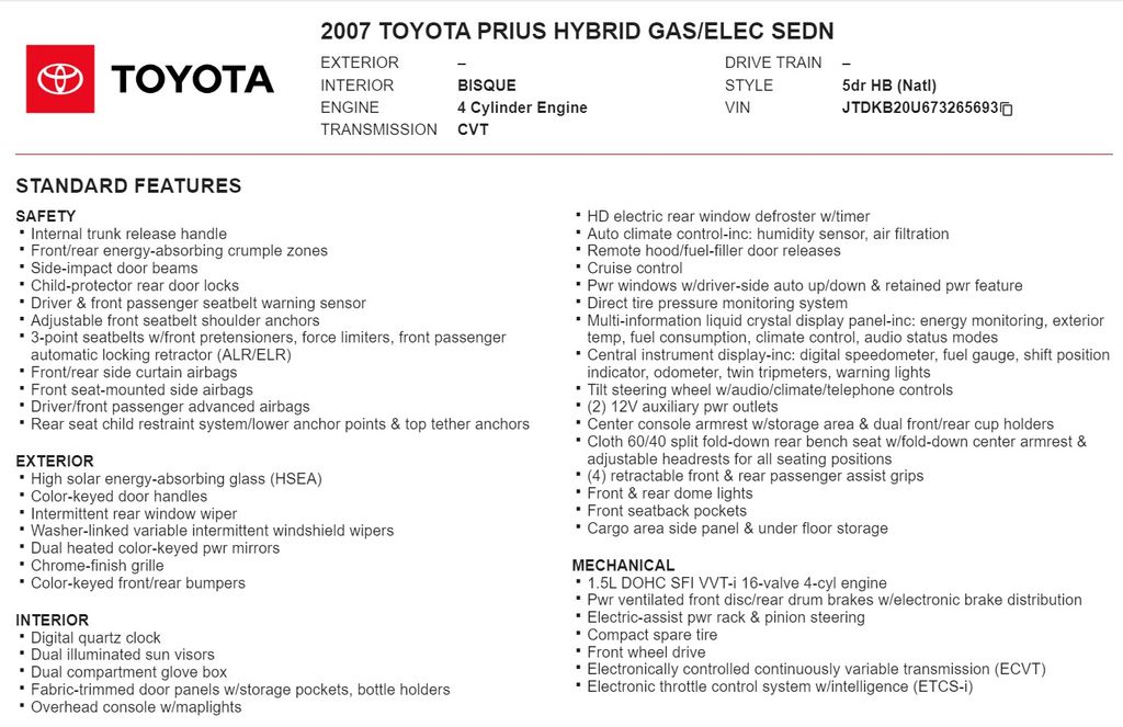 2007 Toyota Prius Base 19