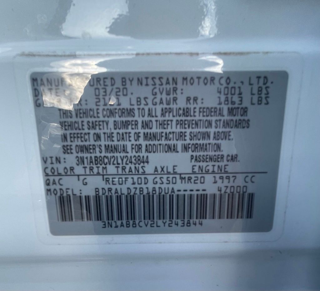 2020 Nissan Sentra SV White at South Houston Nissan