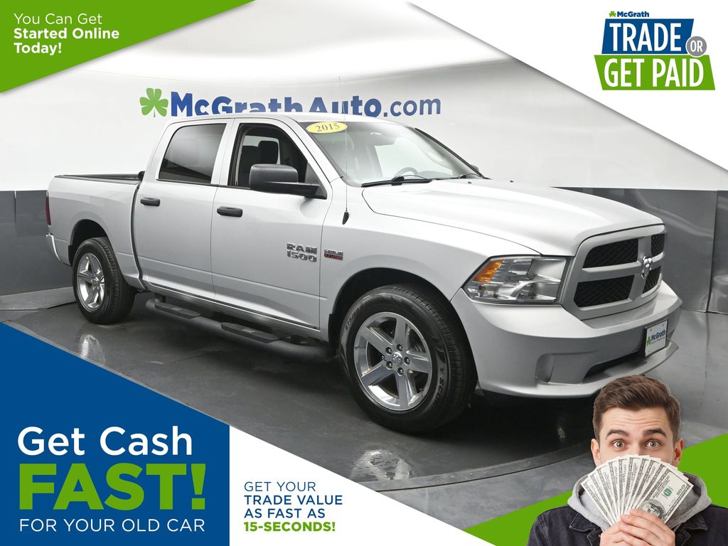 Bright Silver Clearcoat Metallic 2015 RAM 1500 Express Crew Cab 4WD Pickup Truck Four-Wheel Drive 8-Speed Automatic