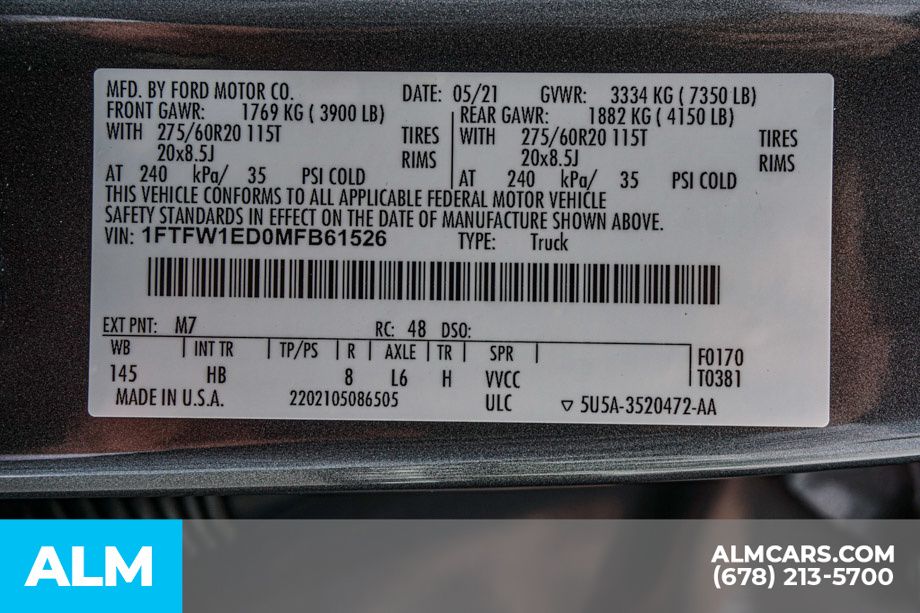 Used 2021 Gray Ford Lariat image 62