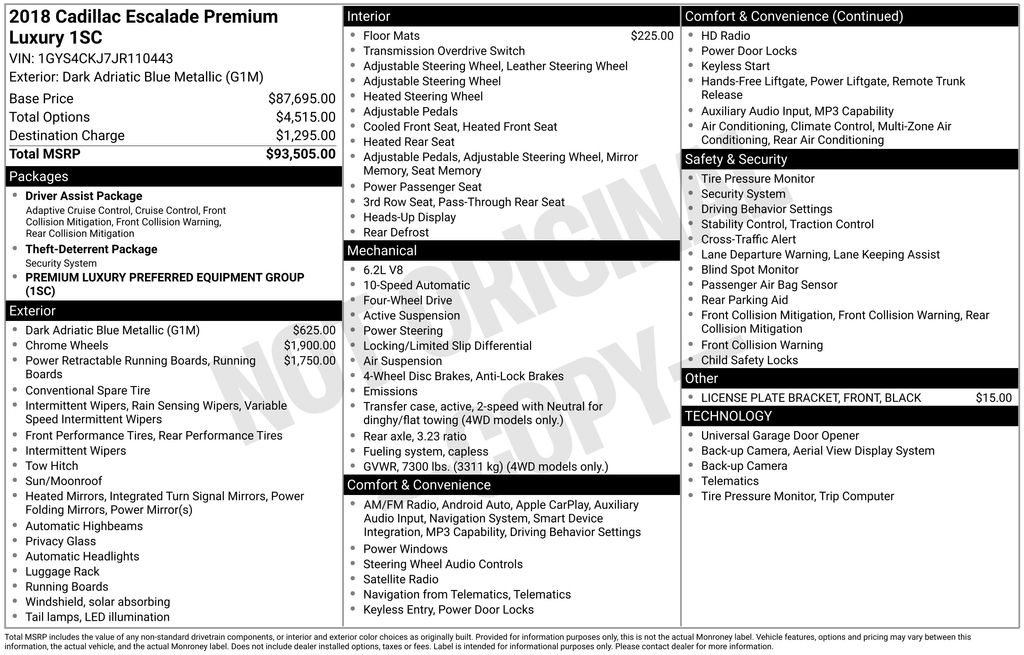 Used Car 2018 Cadillac Escalade  Premium Luxury For Sale Under $30,000 In Austin, Texas