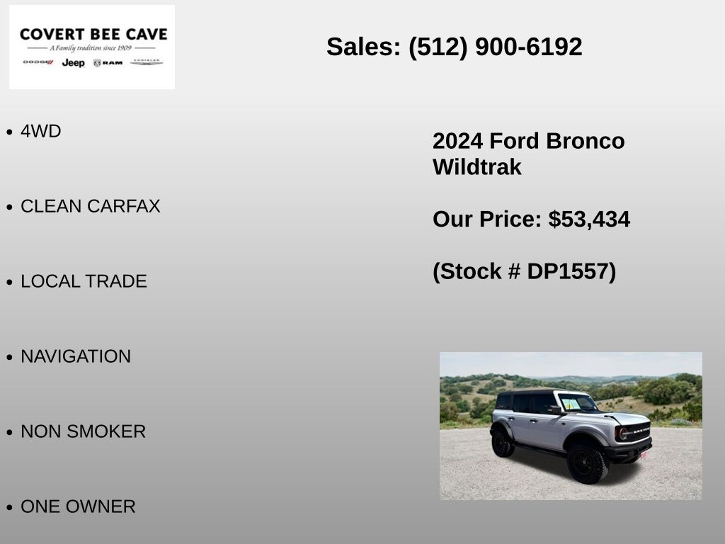 Used Car 2024 Ford Bronco  Wildtrak For Sale Under $60,000 In Austin, Texas