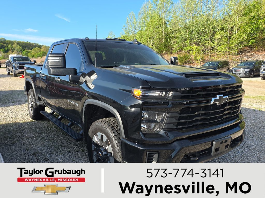 Black 2024 Chevrolet Silverado 2500HD Custom Crew Cab 4WD Pickup Truck Four-Wheel Drive Automatic