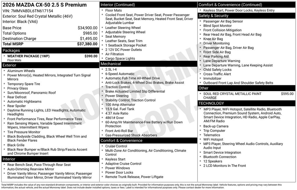 New 2026 Red Mazda 2.5 S Premium image 2