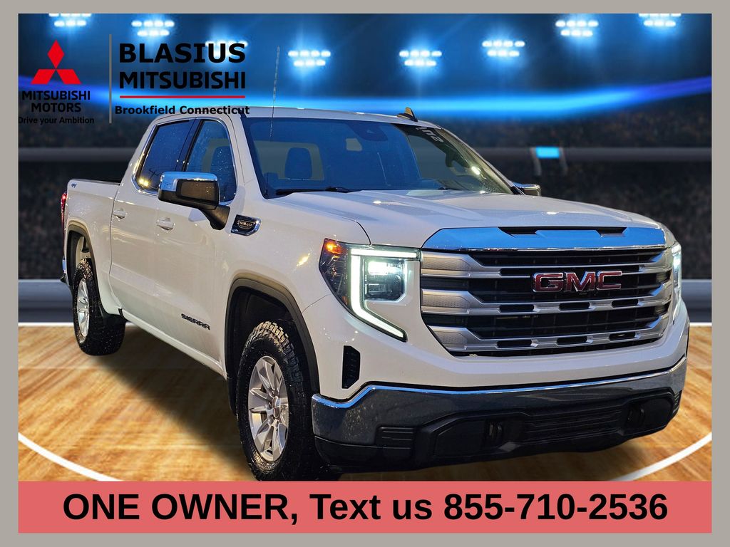 Summit White 2023 GMC Sierra 1500 SLE Crew Cab 4WD Pickup Truck Four-Wheel Drive Automatic