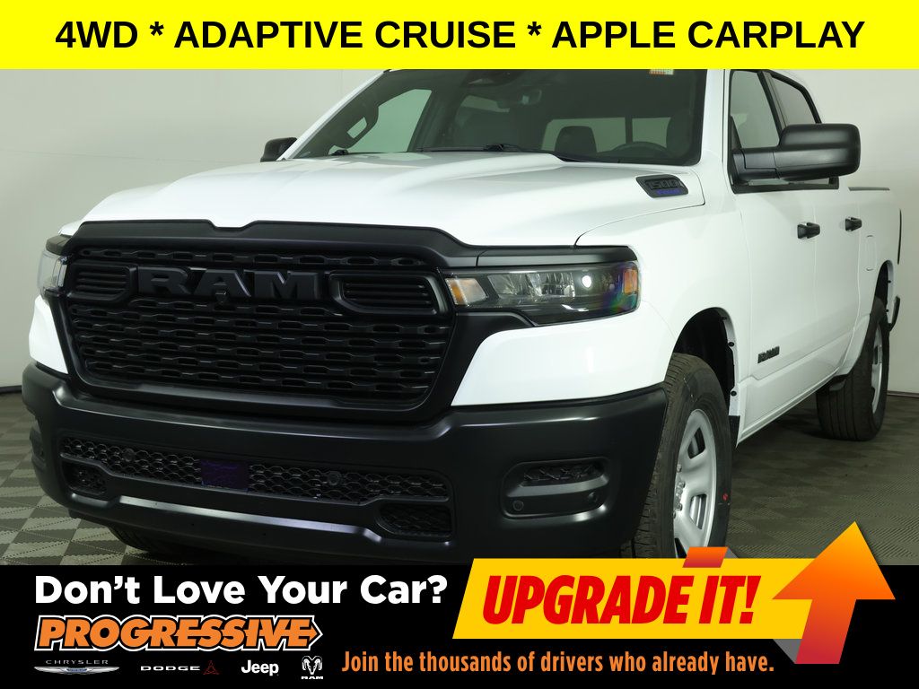 Bright White Clearcoat 2026 RAM 1500 Tradesman Crew Cab 4WD Pickup Truck Four-Wheel Drive 8-Speed Automatic