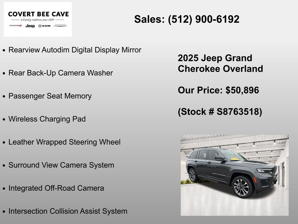 New Car 2025 Jeep Grand Cherokee  Overland For Sale Under $60,000 In Austin, Texas
