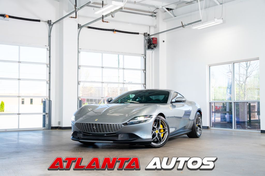 Silver 2021 Ferrari Roma RWD Coupe Rear-Wheel Drive 8-Speed Manual