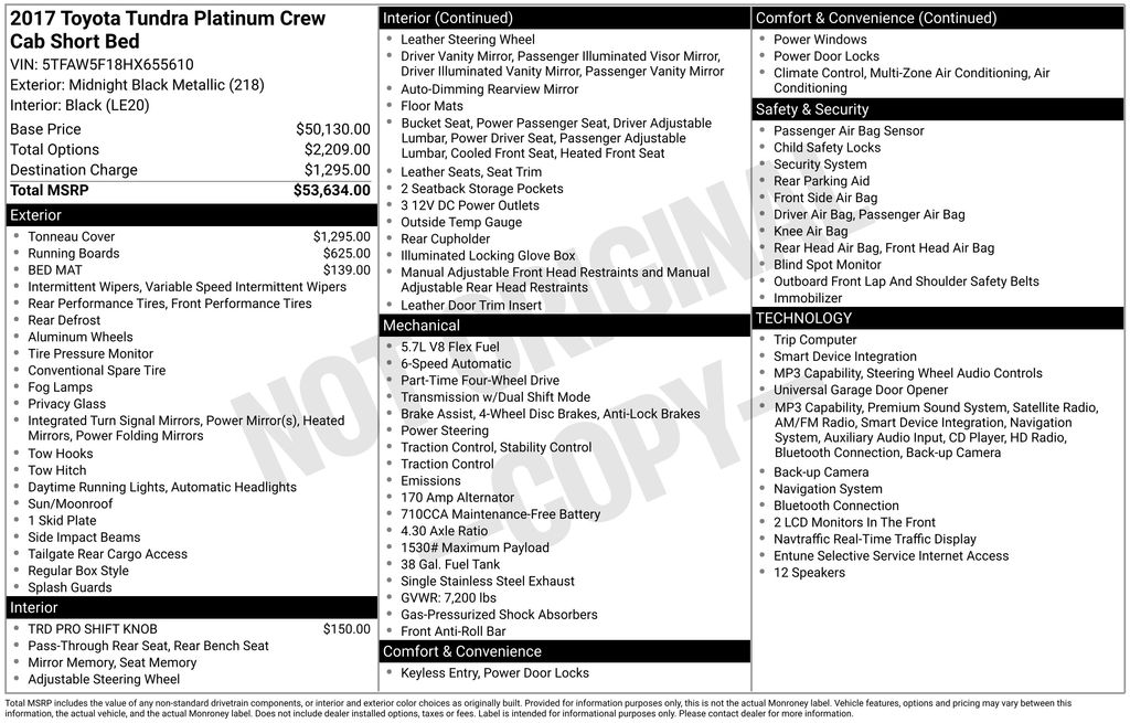 Used 2017 Black Toyota Platinum image 2