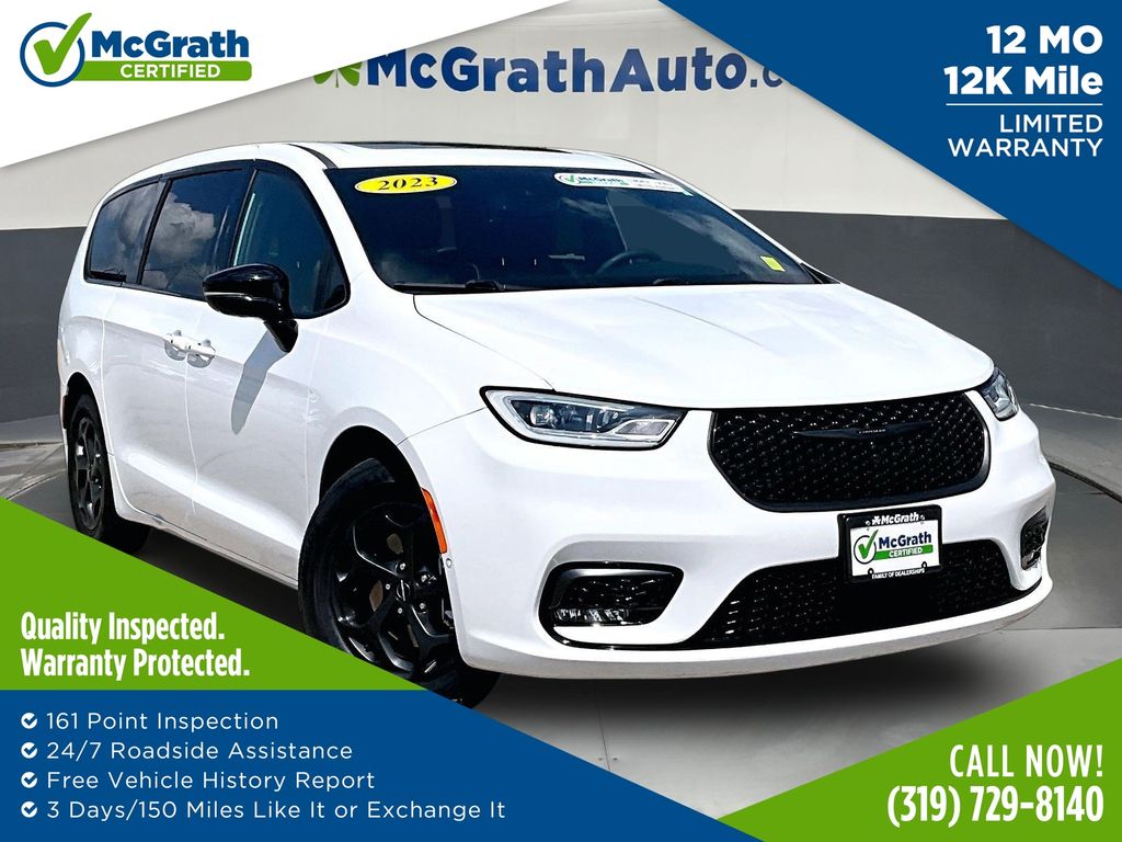 Bright White Clearcoat 2023 Chrysler Pacifica Hybrid Minivan Front-Wheel Drive Continuously Variable Transmission