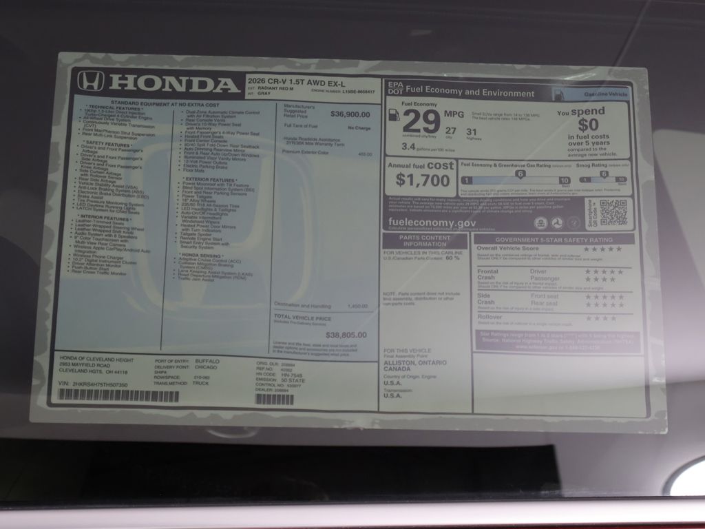 New 2026 Red Honda EX-L image 24