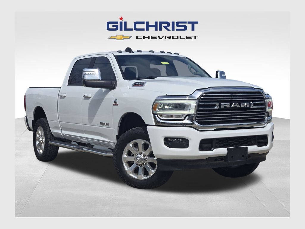 Bright White Clearcoat 2023 RAM 3500 Laramie Crew Cab 4WD Pickup Truck Four-Wheel Drive 6-Speed Automatic