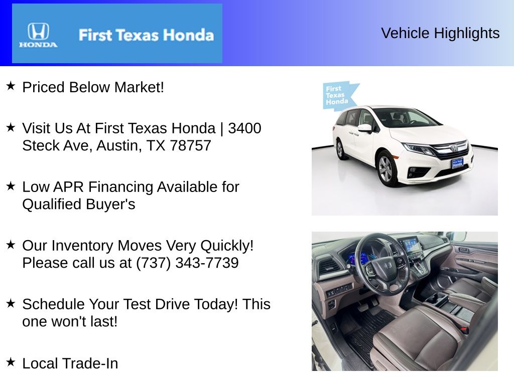 Used Car 2019 Honda Odyssey  Ex-l For Sale Under $30,000 In Austin, Texas