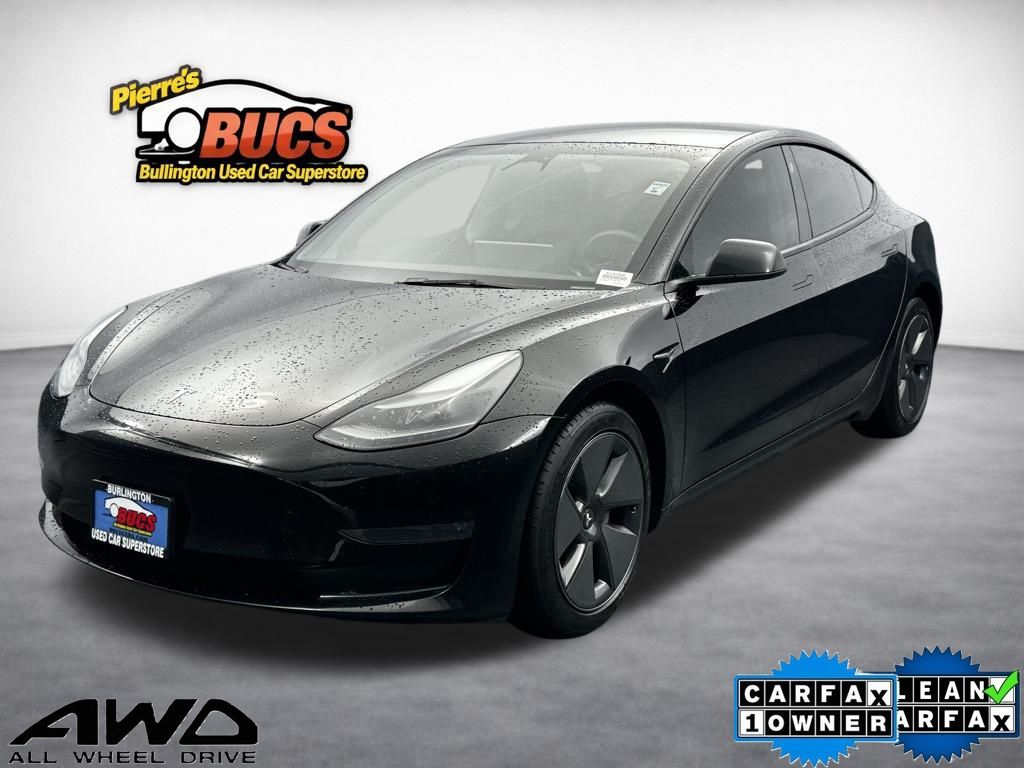 Solid Black 2023 Tesla Model 3 Long Range AWD Sedan All-Wheel Drive 1-Speed Automatic