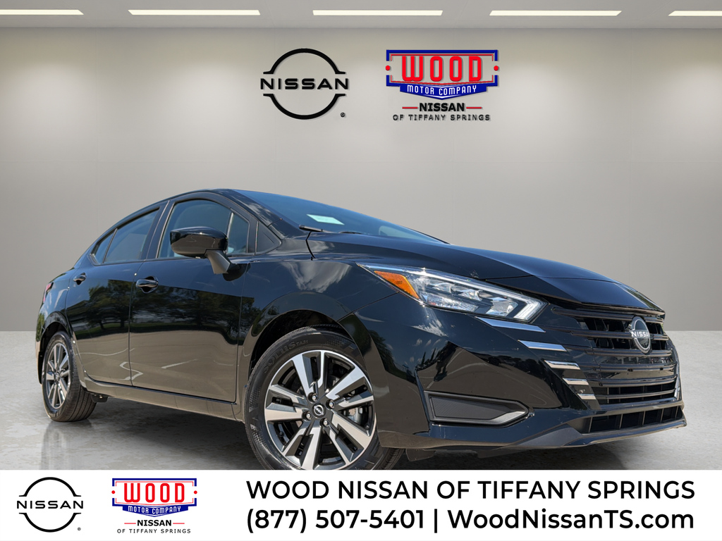 Super Black Metallic 2025 Nissan Versa Sedan Front-Wheel Drive Continuously Variable Transmission