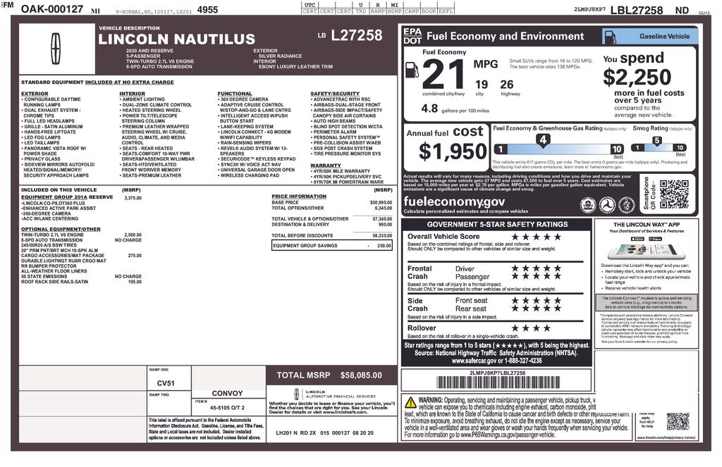Used Car 2020 Lincoln Nautilus  Reserve For Sale Under $25,000 In Austin, Texas