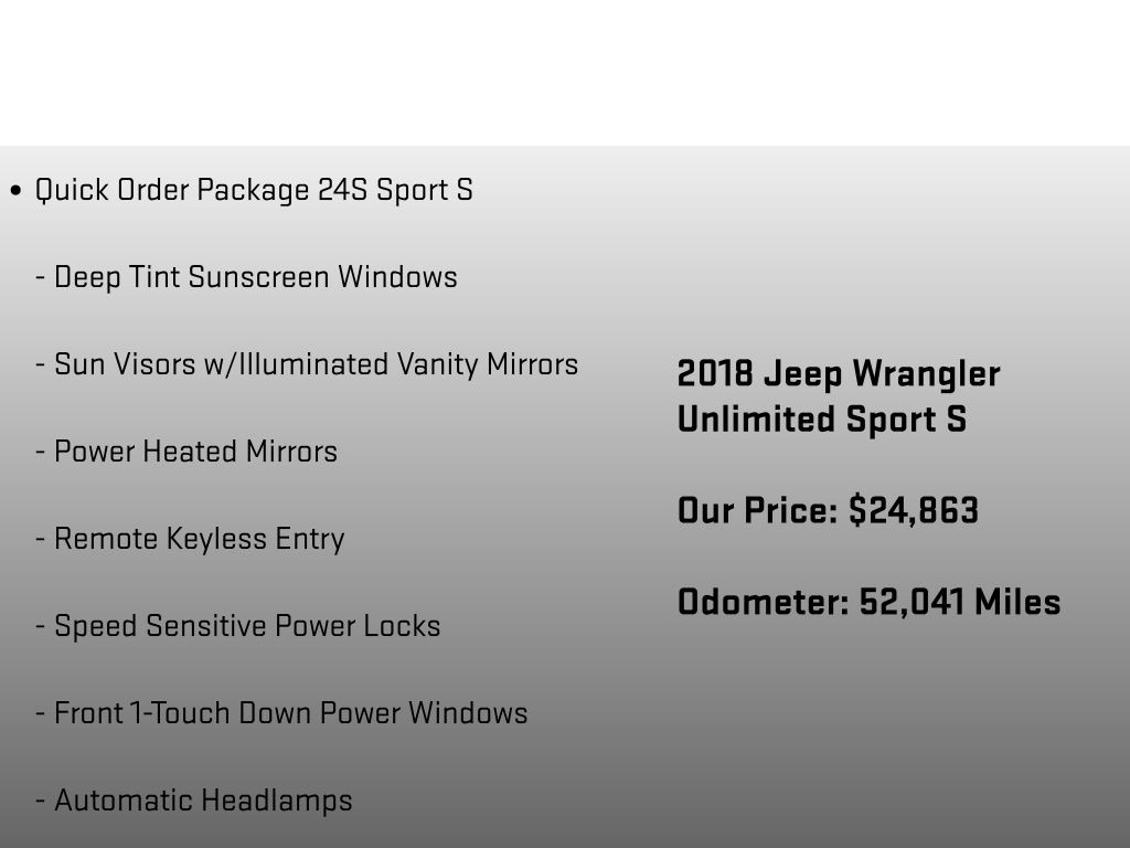 2018 Jeep Wrangler Unlimited Sport S White at Subaru and VW of Moon Township