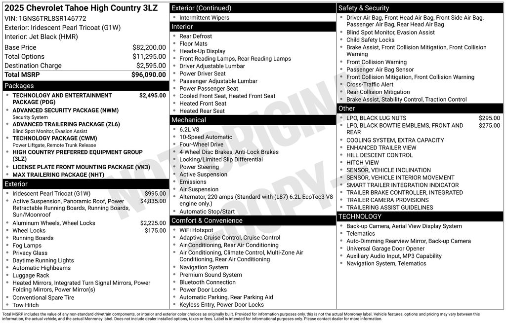 Used Car 2025 Chevrolet Tahoe  High Country For Sale Under $80,000 In Austin, Texas