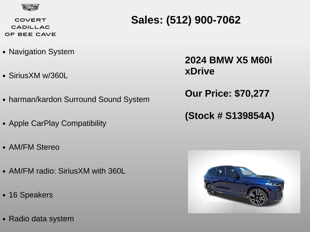 Used Car 2024 Bmw X5  M60i For Sale Under $80,000 In Austin, Texas