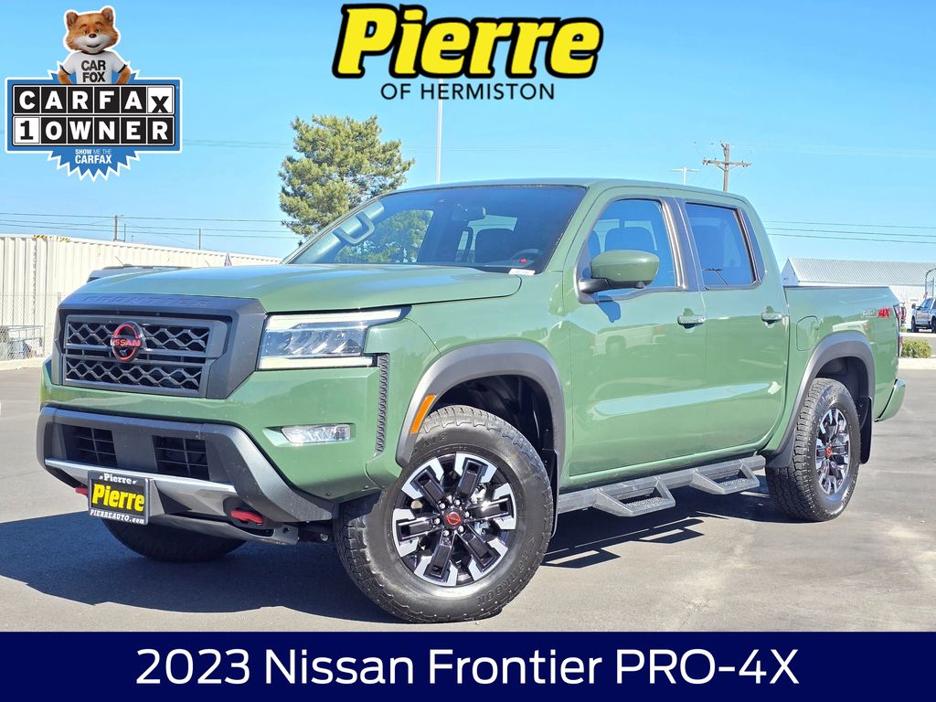 Tactical Green Metallic 2023 Nissan Frontier PRO-4X Crew Cab 4WD Pickup Truck Four-Wheel Drive 9-Speed Automatic