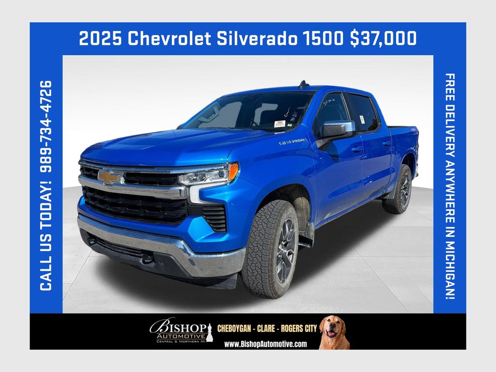 Riptide Blue Metallic 2025 Chevrolet Silverado 1500 Pickup Truck Four-Wheel Drive 8-Speed Automatic