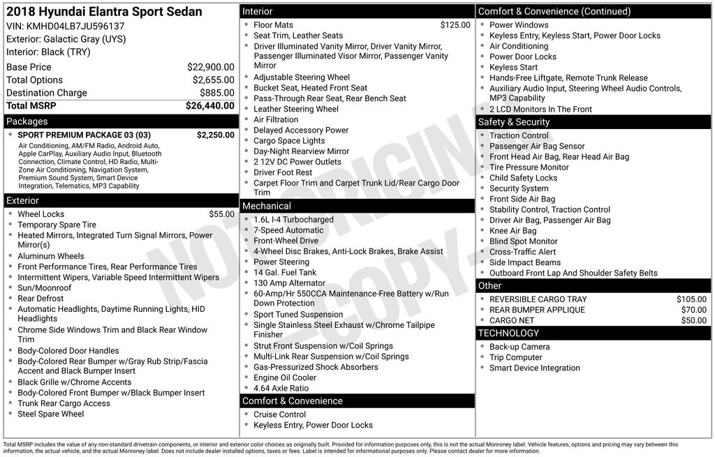 Used Car 2018 Hyundai Elantra  Sport For Sale Under $12,000 In Austin, Texas