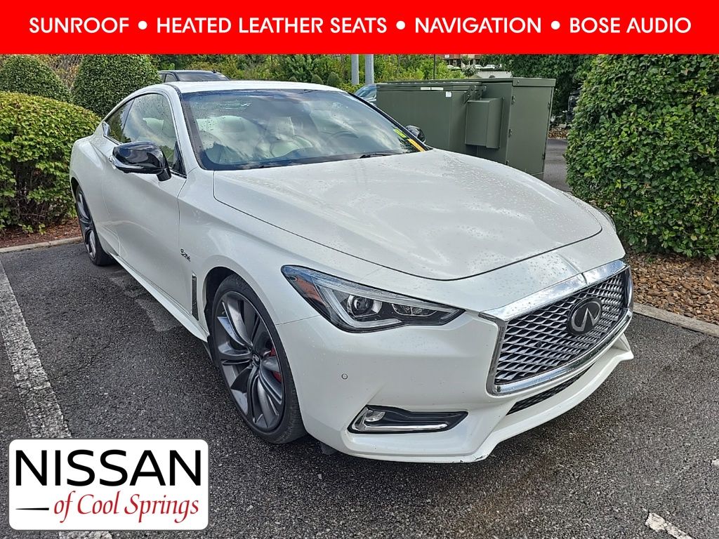 Pure White 2019 INFINITI Q60 Coupe All-Wheel Drive 7-Speed Automatic