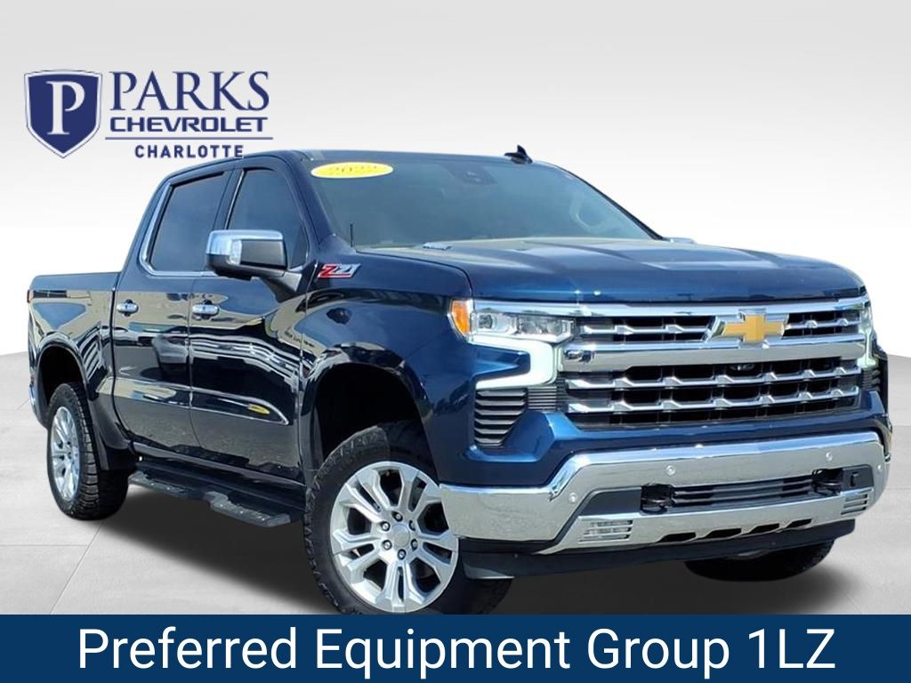 Blue Metallic 2022 Chevrolet Silverado 1500 LTZ Crew Cab 4WD Pickup Truck Four-Wheel Drive Automatic