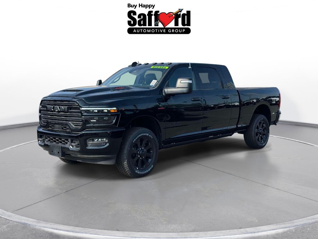 Diamond Black Crystal Pearlcoat 2026 RAM 3500 Laramie Mega Cab 4WD Pickup Truck Four-Wheel Drive 8-Speed Automatic