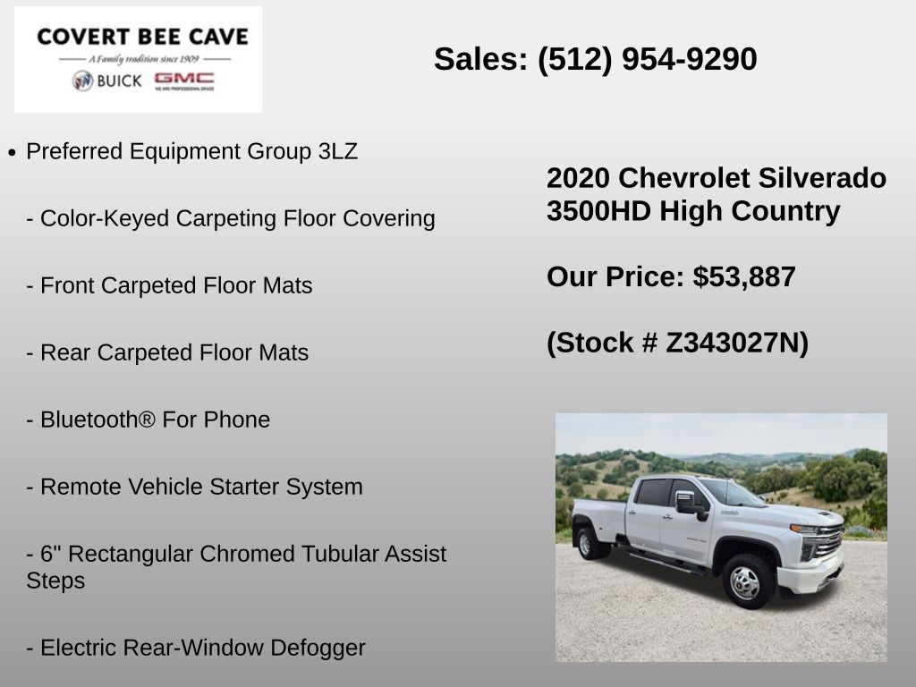 Used Car 2020 Chevrolet Silverado 3500hd  High Country For Sale Under $60,000 In Austin, Texas