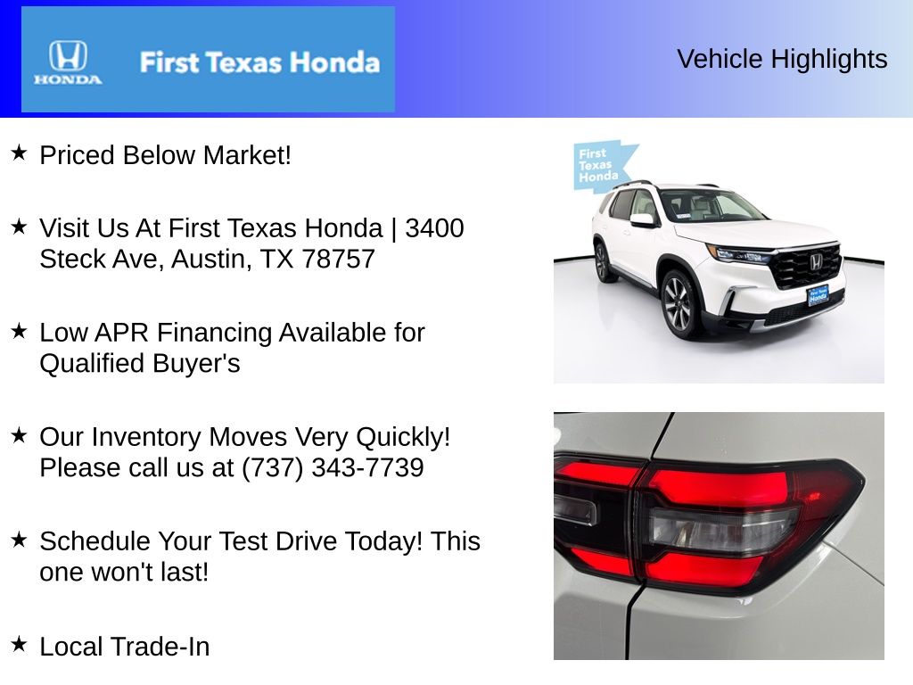 New Car 2025 Honda Pilot  Touring For Sale Under $50,000 In Austin, Texas