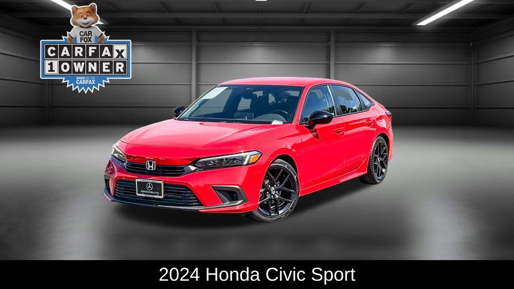 Rallye Red 2024 Honda Civic Sport FWD Sedan Front-Wheel Drive Continuously Variable Transmission