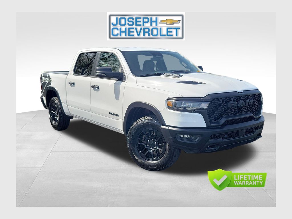 Bright White Clearcoat 2025 RAM 1500 Rebel Crew Cab 4WD Pickup Truck Four-Wheel Drive 8-Speed Automatic