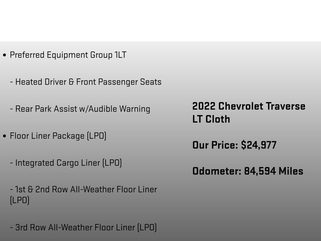 2022 Chevrolet Traverse LT Black at Klick Lewis Buick Chevrolet