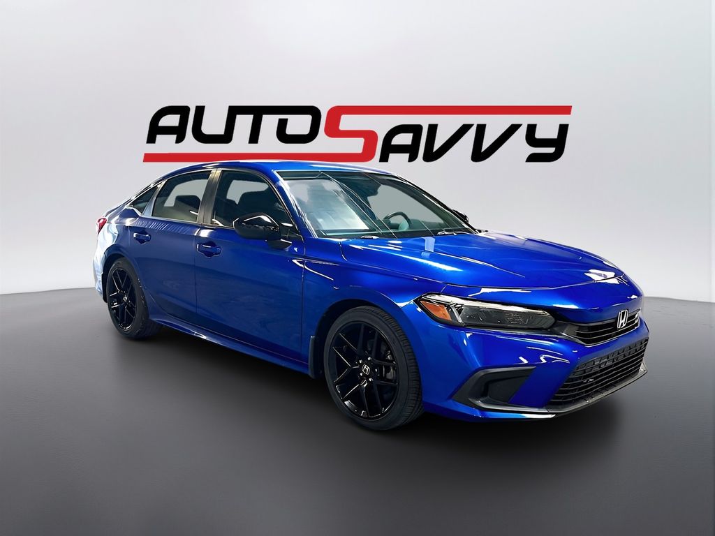 Blue 2022 Honda Civic Sedan Front-Wheel Drive Continuously Variable Transmission