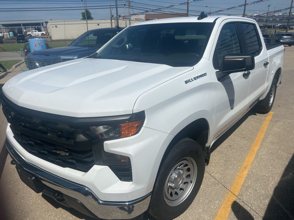 Summit White 2023 Chevrolet Silverado 1500 Work Truck Crew Cab 4WD Pickup Truck Four-Wheel Drive Automatic