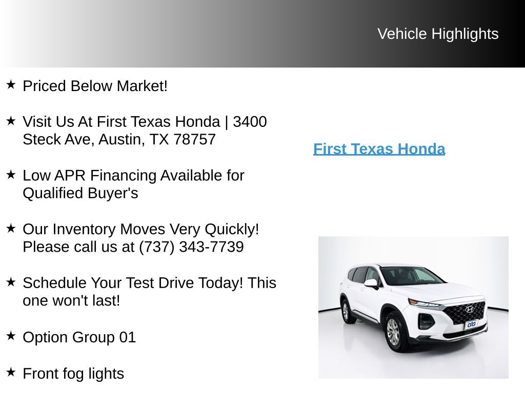 Used Car 2020 Hyundai Santa Fe  Sel For Sale Under $20,000 In Austin, Texas