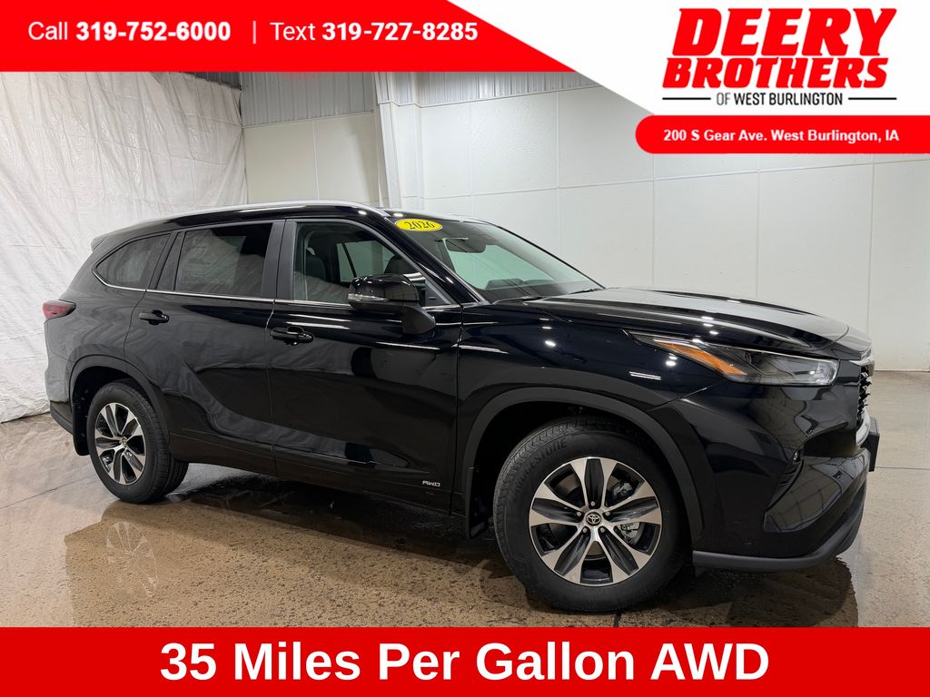 Midnight Black Metallic 2026 Toyota Highlander Hybrid XLE AWD SUV / Crossover All-Wheel Drive Continuously Variable Transmission