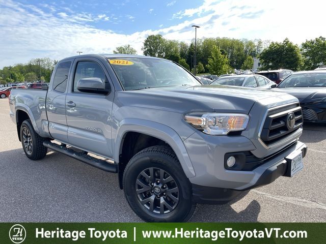 Silver 2021 Toyota Tacoma SR5 V6 Access Cab 4WD Pickup Truck Four-Wheel Drive 6-Speed Automatic