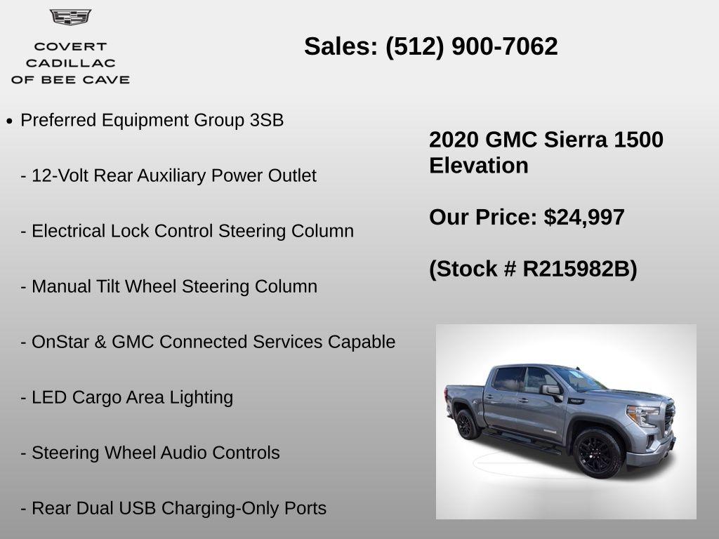 Used Car 2020 Gmc Sierra 1500  Elevation For Sale Under $25,000 In Austin, Texas