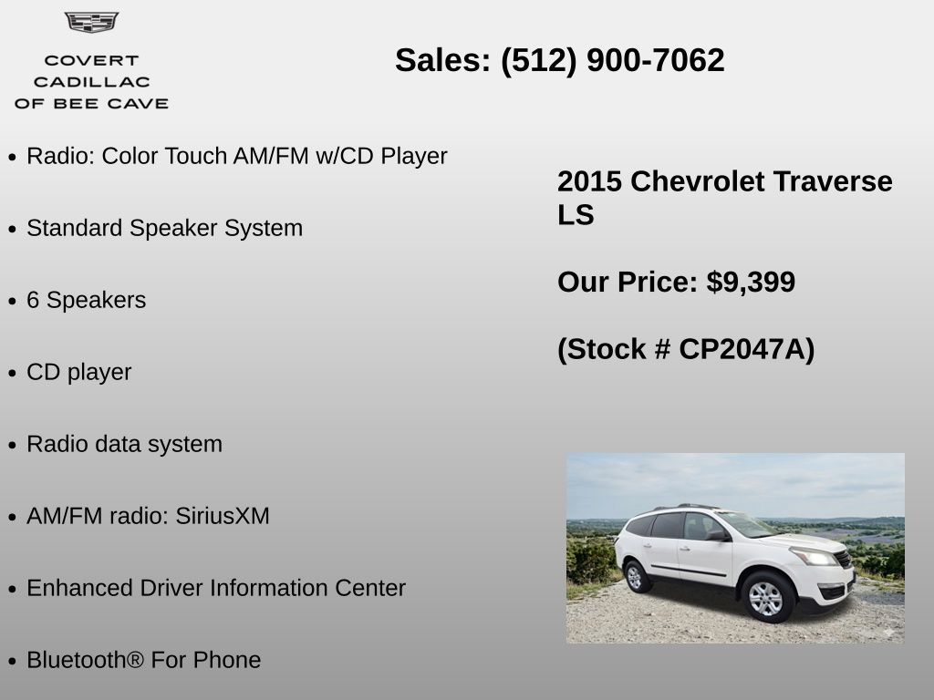 Used Car 2015 Chevrolet Traverse  Ls For Sale Under $10,000 In Austin, Texas