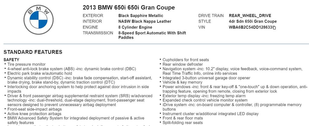 2013 BMW 6 Series 650i Gran Coupe 20