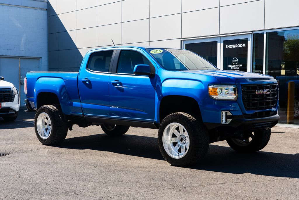 Dynamic Blue Metallic 2021 GMC Canyon Pickup Truck Four-Wheel Drive 8-Speed Automatic