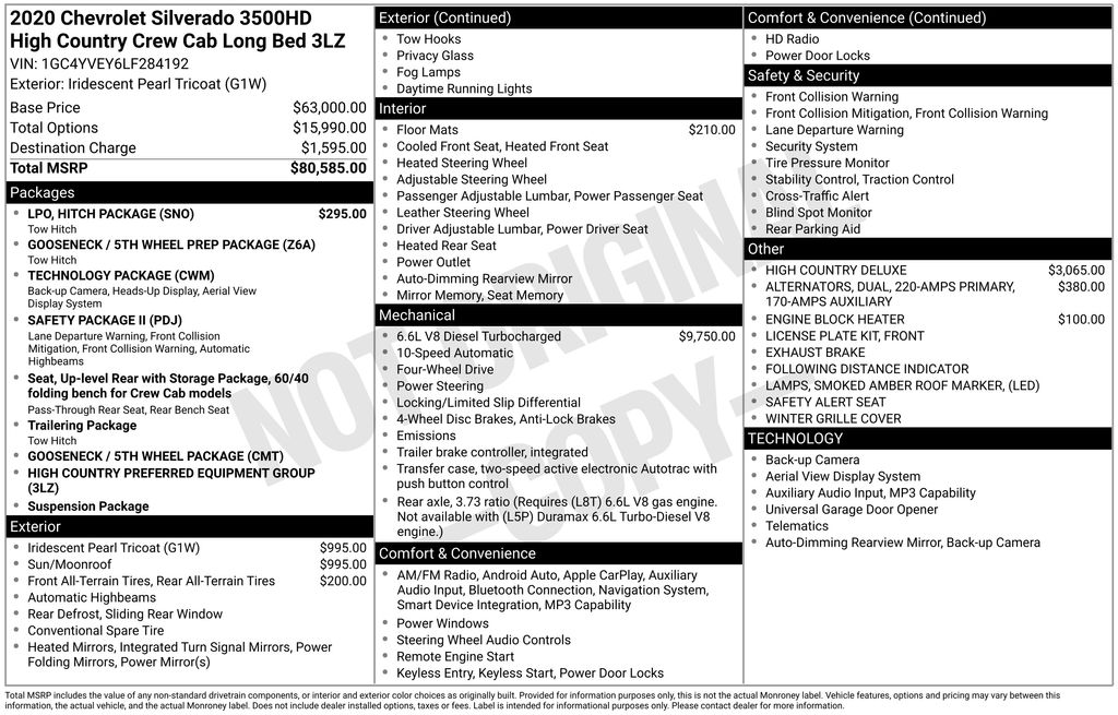 Used Car 2020 Chevrolet Silverado 3500hd  High Country For Sale Under $60,000 In Austin, Texas