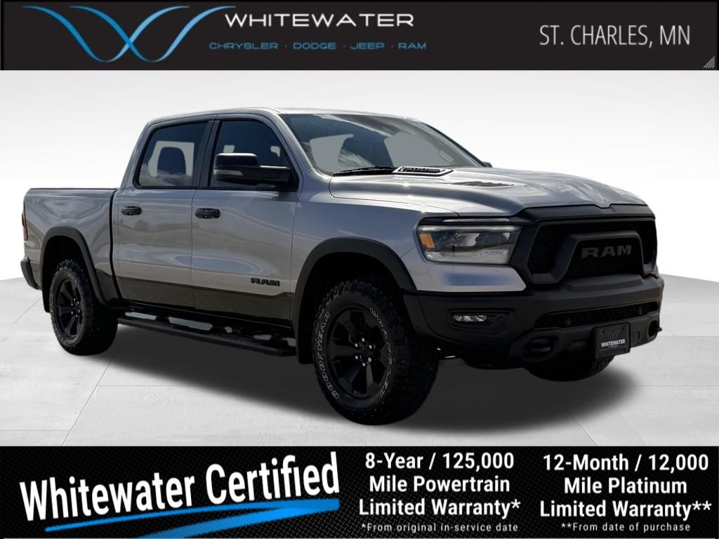 Billet Silver Metallic Clearcoat 2023 RAM 1500 Rebel Crew Cab 4WD Pickup Truck Four-Wheel Drive 8-Speed Automatic