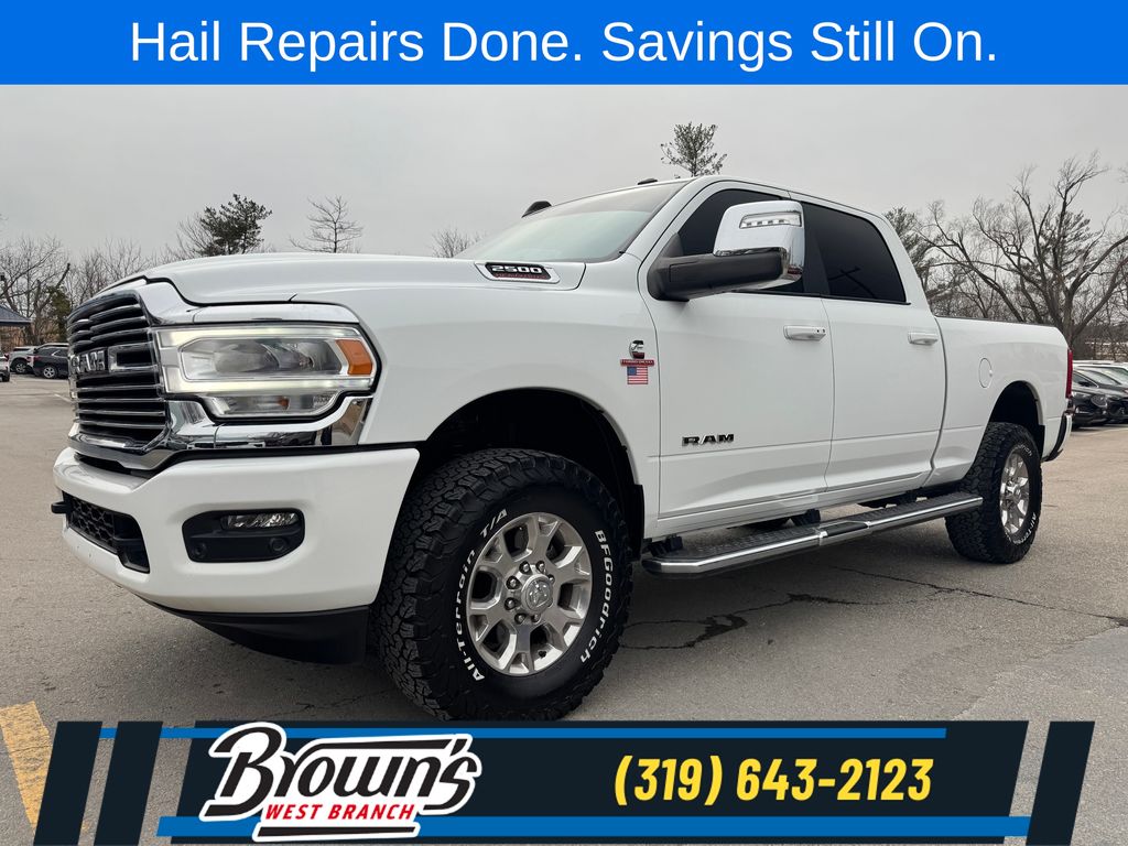 Bright White Clearcoat 2023 RAM 2500 Laramie Crew Cab 4WD Pickup Truck Four-Wheel Drive 6-Speed Automatic