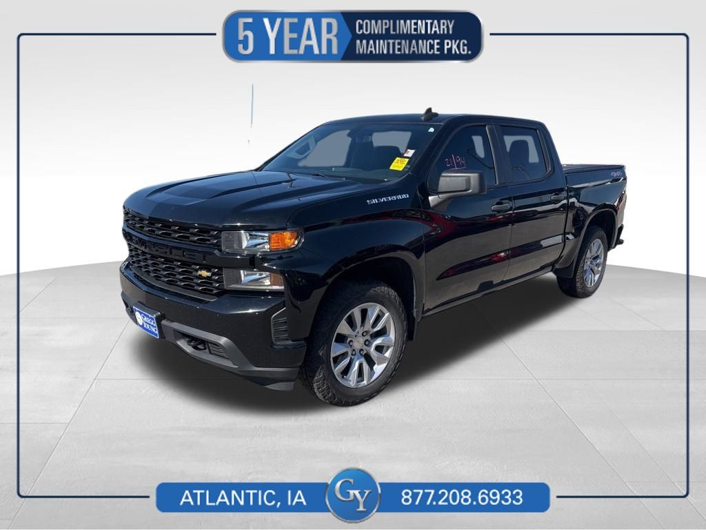 Black 2021 Chevrolet Silverado 1500 Custom Crew Cab 4WD Pickup Truck Four-Wheel Drive 8-Speed Automatic