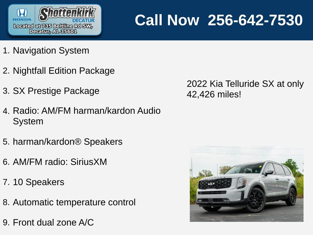 Used 2022 Kia Telluride SX with VIN 5XYP5DHC8NG293105 for sale in Decatur, AL