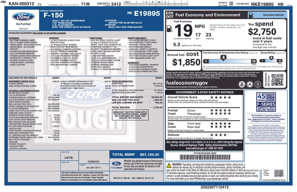 Used Car 2022 Ford F-150  Lariat For Sale Under $50,000 In Austin, Texas