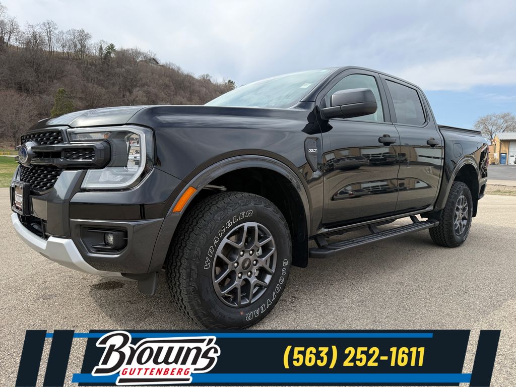 Shadow Black 2024 Ford Ranger XLT SuperCrew 4WD Pickup Truck Four-Wheel Drive Automatic